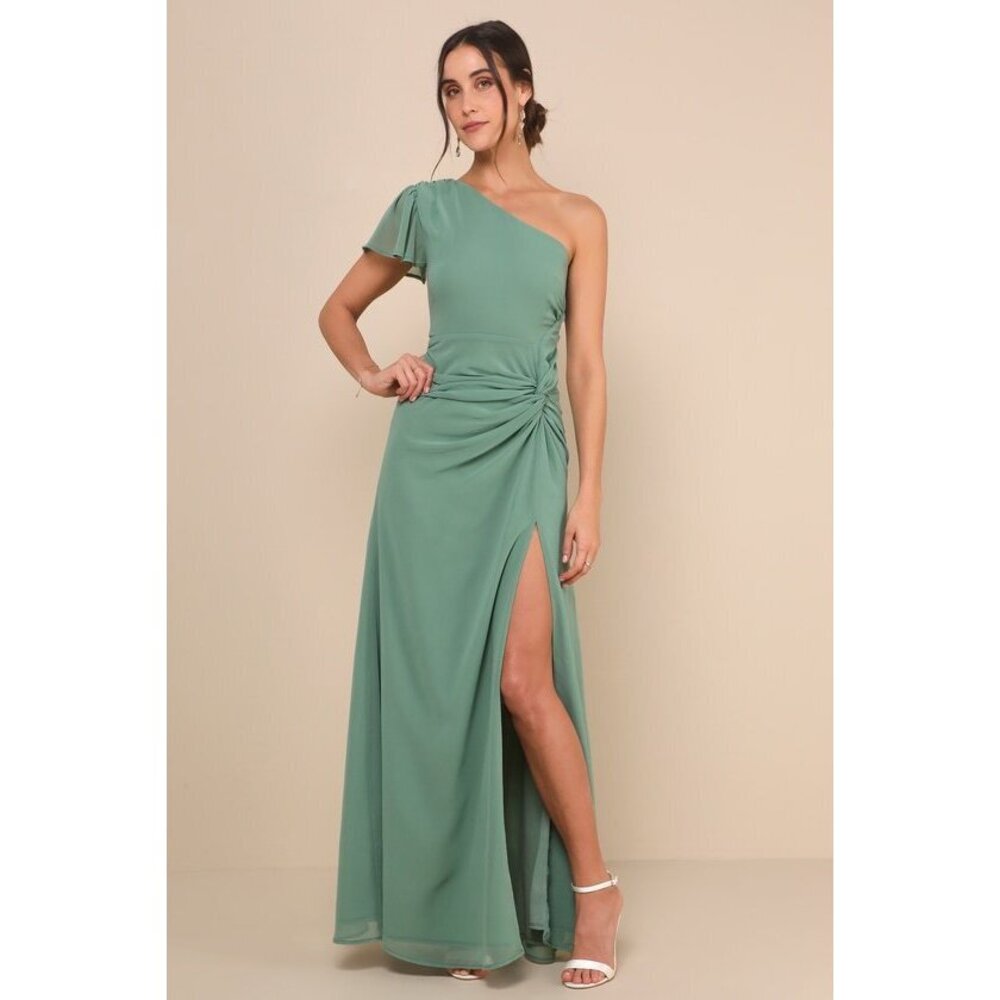 New with Tags- Lulus One-shoulder Twist-front Maxi Dress - Size M
